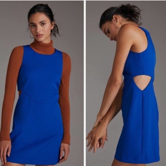 Anthropologie Mare Mare Dress Womens Large Cut Out Shift Cobalt - Picture 1 of 8